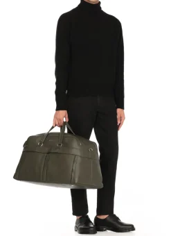 Borsone Micron in pelle martellata