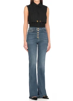 Camicia cropped in cotone